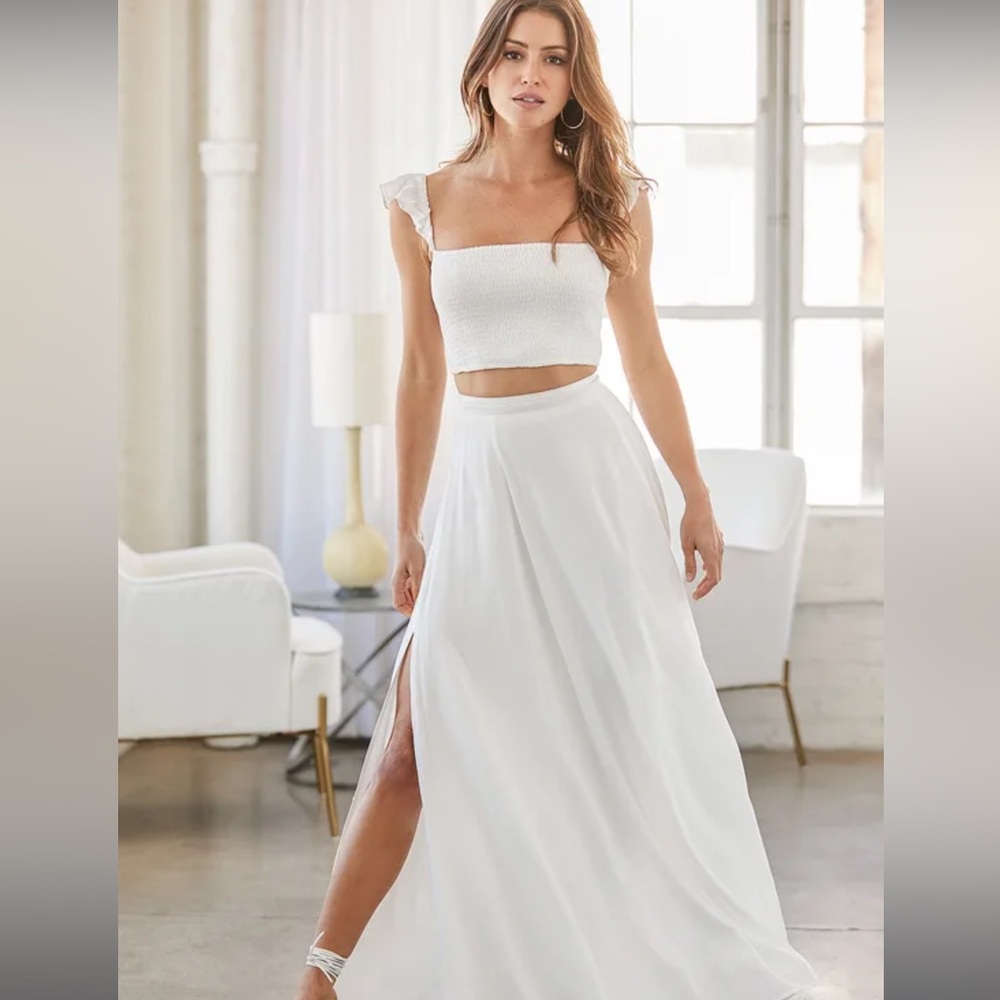 Lulus Away On Vacay White Two-Piece Maxi Dress size small